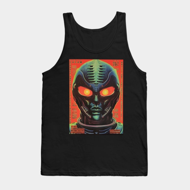 Vintage Japanese Retro Sci-Fi Alien Man Art Graphic - Nostalgic Extraterrestrial Aesthetics Tank Top by Soulphur Media